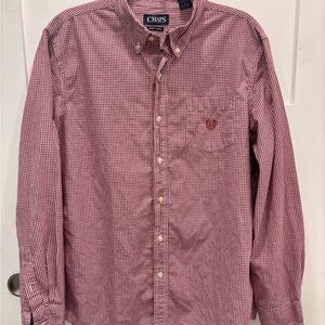 Chaps Men's Red & White Checkered Button Down Shirt